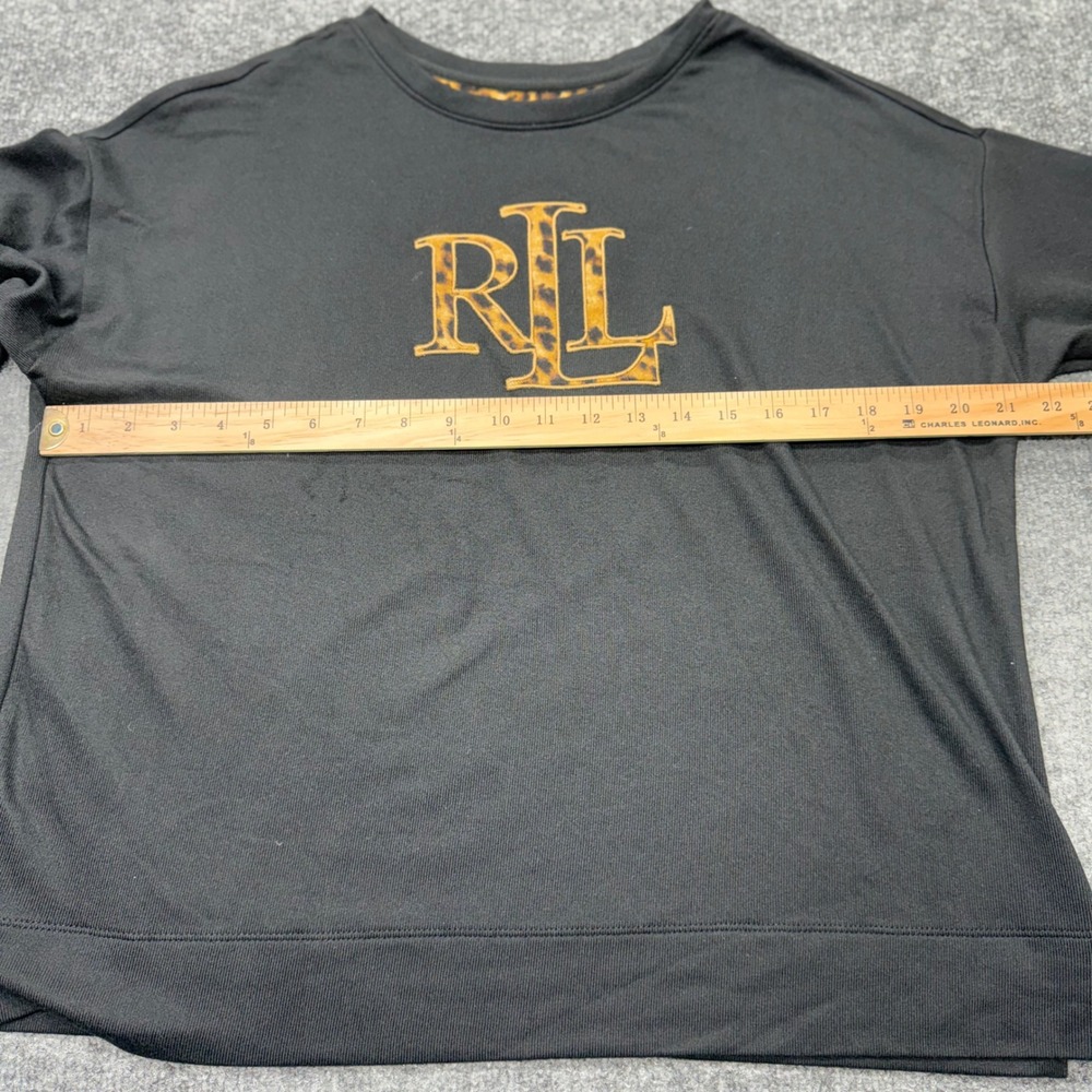 Lauren Ralph Lauren Womens Black Leopard Print RLL Logo Lounge Set Medium - Picture 3 of 13